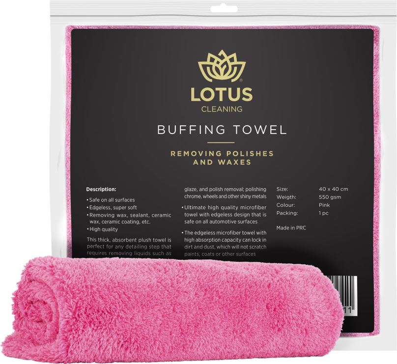 Mikrovláknová utěrka Lotus Pink Buffing Towel 550gsm