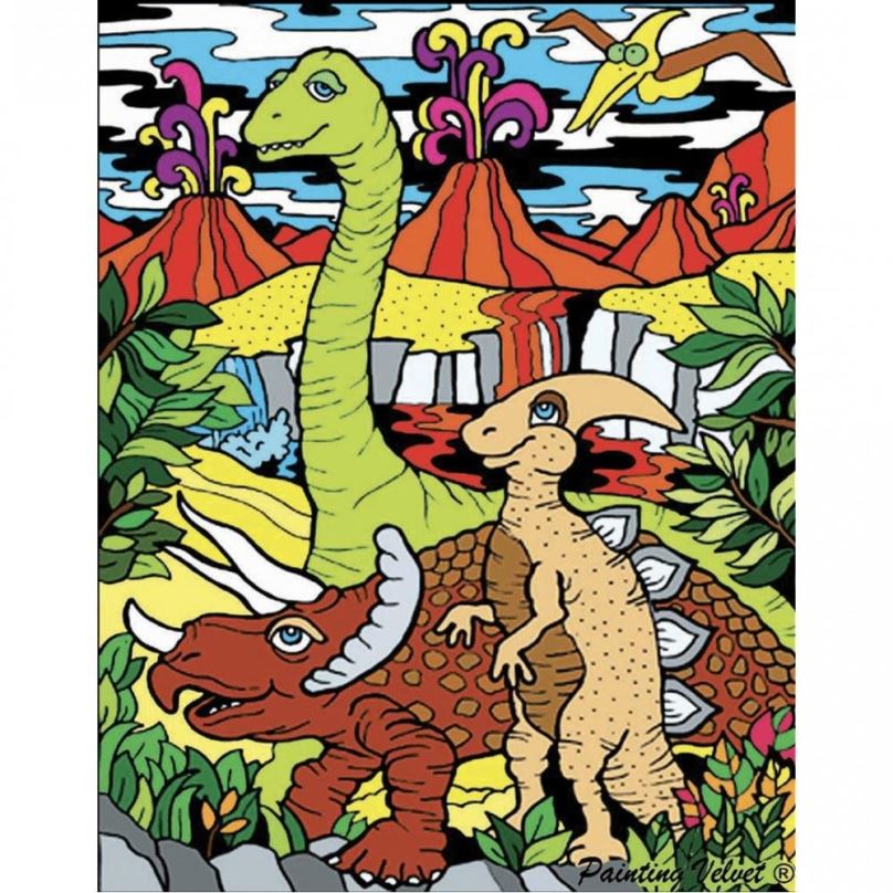 Omalovánky Colorvelvet Sametový obrázek Dinosauři