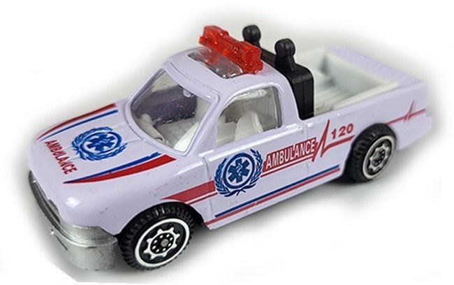 Auto Mikro trading Vozidlo ambulance pickup bílý 7 cm kov 1:64 volný chod