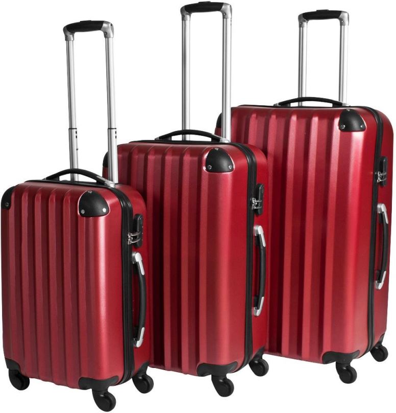 Sada kufrů Sada 3 pevných cestovních kufrů červená