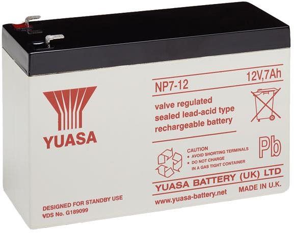 Baterie pro záložní zdroje YUASA 12V 7Ah bezúdržbová olověná baterie NP7-12, faston 4,7 mm