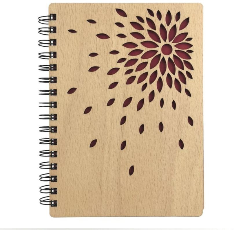 Zápisník AMADEA Dřevěný zápisník A5 - květ