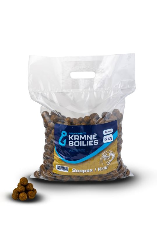 Greyfish Krmné boilies ACTIVE Scopex/Krill 5kg 24mm