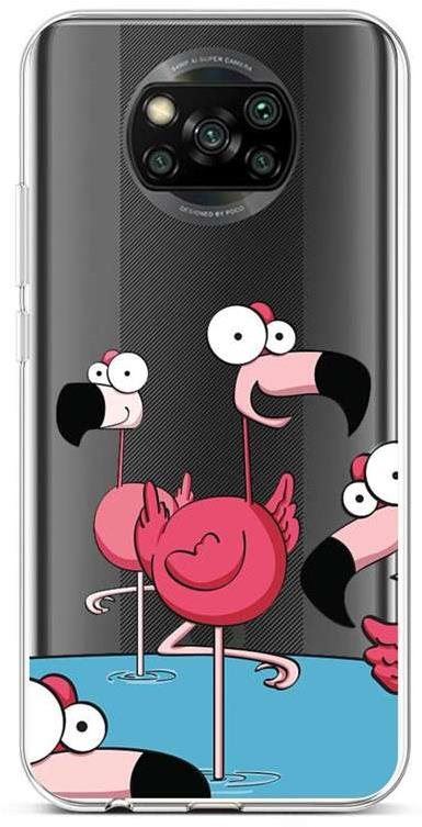 Kryt na mobil TopQ Xiaomi Poco X3 silikon Cartoon Flamingos 60860