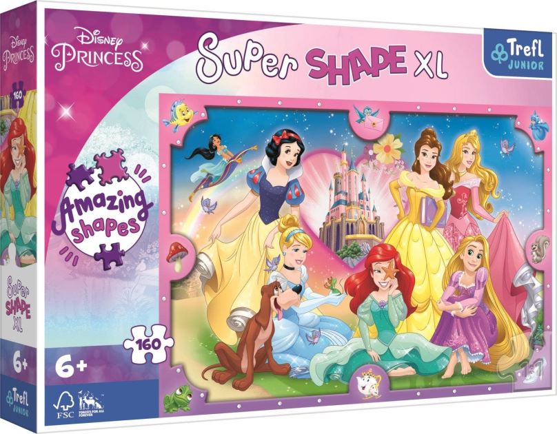 Puzzle Trefl Puzzle Super Shape XL Disney princezny: Růžový svět 160 dílků