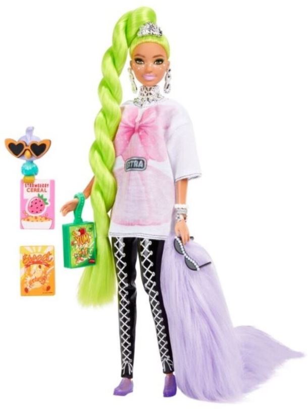 Panenka Barbie Extra - Neonově Zelené Vlasy