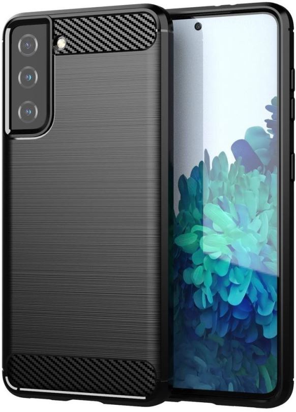 Kryt na mobil Carbon Case Flexible silikonový kryt na Samsung Galaxy S21 FE, černý