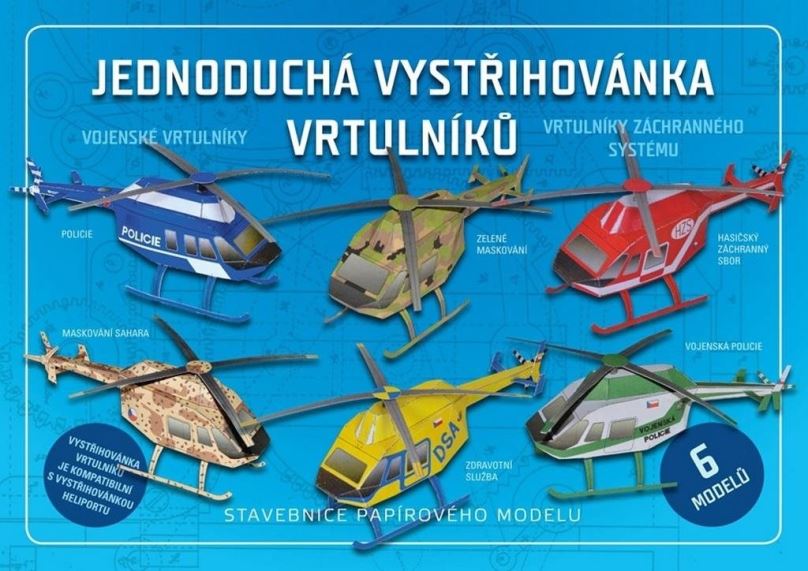 Vystřihovánky Jednoduchá vystřihovánka vrtulníků: Stavebnice papírového modelu