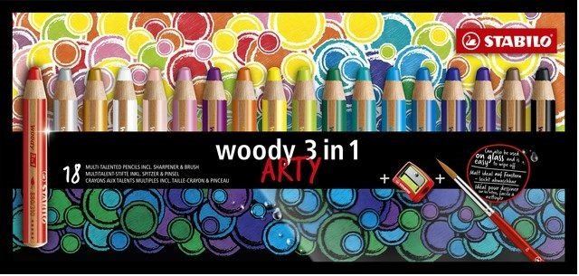 Pastelky STABILO woody ARTY 3 v 1, 18 barev
