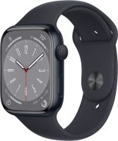 Chytré hodinky Apple Watch Series 8 45mm Temně inkoustový hliník s temně inkoustovým sportovním řemínkem