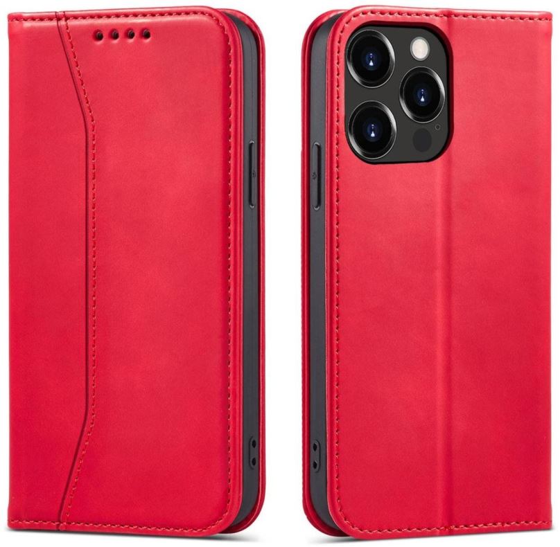 Pouzdro na mobil Magnet Fancy knížkové kožené pouzdro na iPhone 13 Pro Max, červené