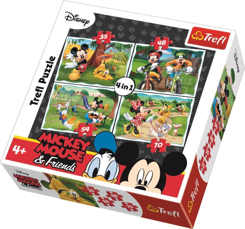 Puzzle Trefl Puzzle Mickey Mouse a přátelé v parku 4v1 (35,48,54,70 dílků)