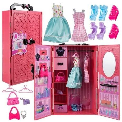 Oblečení pro panenky Alum šatní skříň pro panenky + oblečení