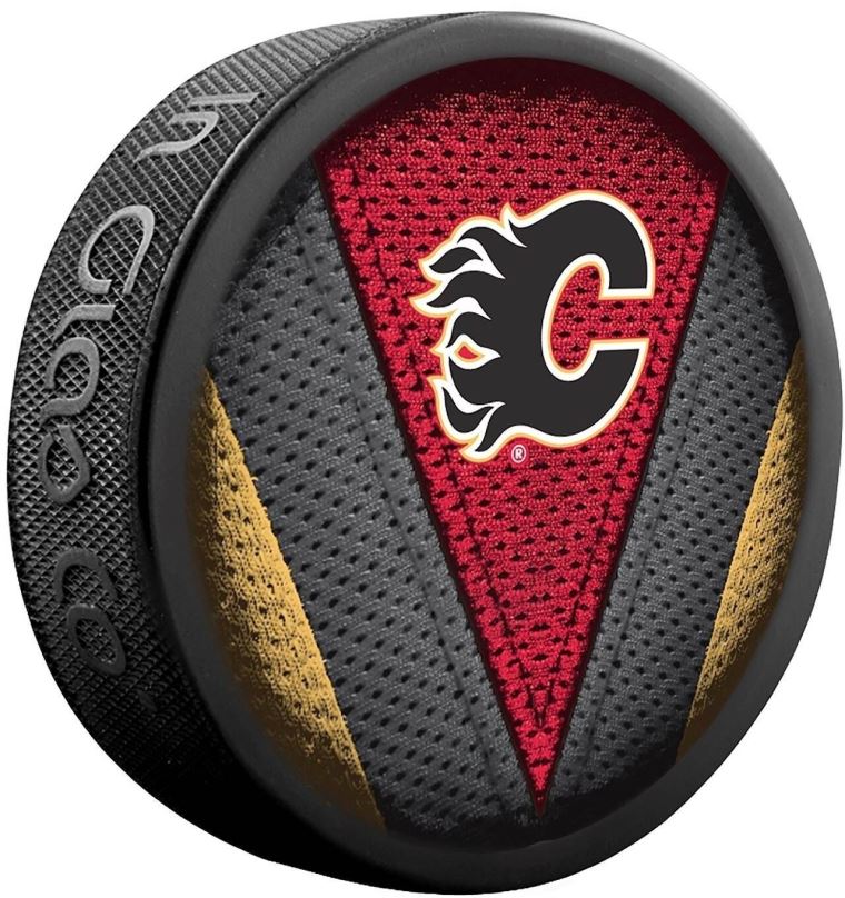 Puk InGlasCo NHL Stitch Blister, 1 ks, Calgary Flames