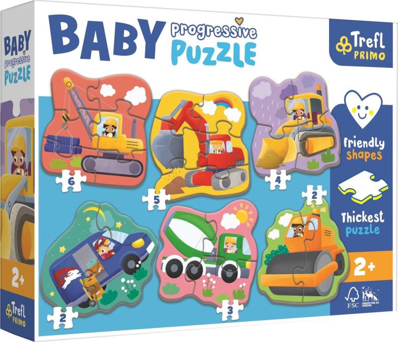 Puzzle Trefl Baby puzzle Na staveništi 6v1 (2-6 dílků)