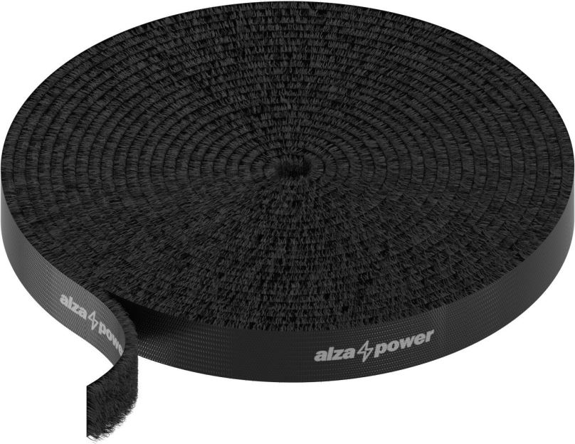 Organizér kabelů AlzaPower VelcroStrap+ Roll 5m černá