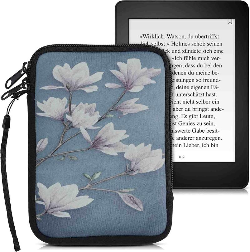 Pouzdro na čtečku knih KW Mobile - Magnolias - KW5033508 - Univerzální pouzdro pro čtečky 6" - modré, bílé
