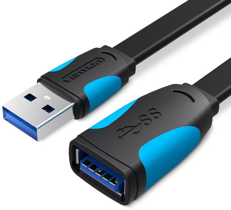 Datový kabel Vention USB3.0 Male to Female Extension Cable FLAT 1m Black