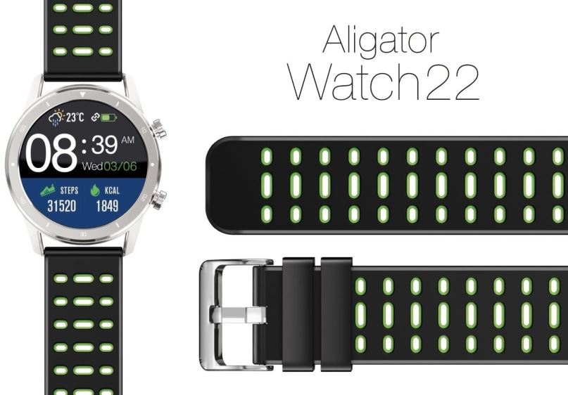 Řemínek Aligator Watch 22 mm silikonový řemínek Duální zelený