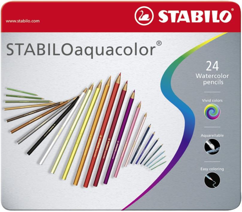 Pastelky STABILOaquacolor kovové pouzdro 24 barev