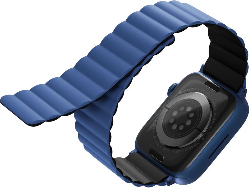Řemínek Uniq Revix Reversible Magnetic řemínek pro Apple Watch 42/44/45/Ultra 49mm modrý/černý