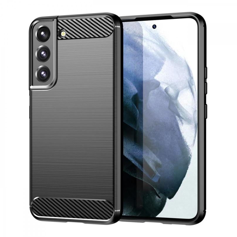 Kryt na mobil Carbon Case Flexible silikonový kryt na Samsung Galaxy S22 Plus, černý