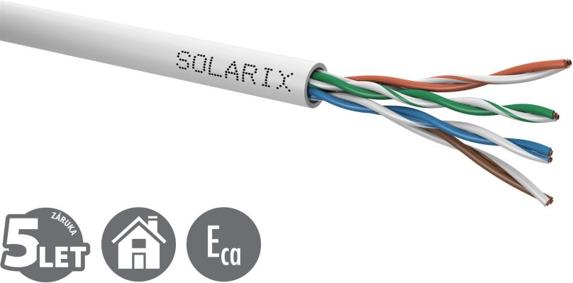 Instalační kabel Solarix Cat5E UTP drát PVC, SXKD-5E-UTP-PVC
