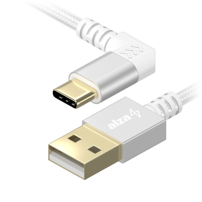 Datový kabel AlzaPower 90Core USB-A to USB-C 1m stříbrný