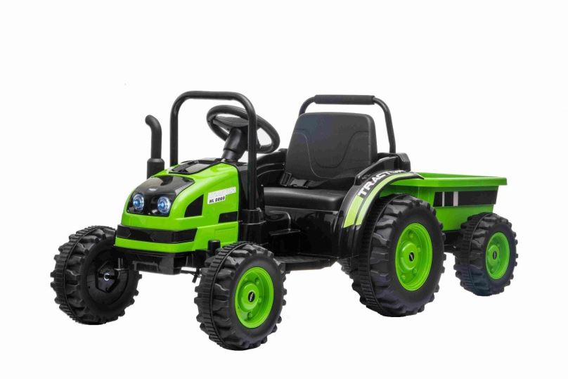 Dětský elektrický traktor Traktor POWER s vlečkou, zelený