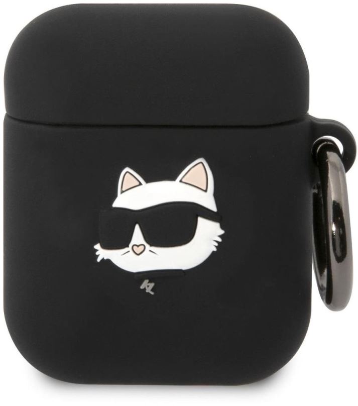 Pouzdro na sluchátka Karl Lagerfeld 3D Logo NFT Choupette Head Silikonové Pouzdro pro Airpods 1/2 Black