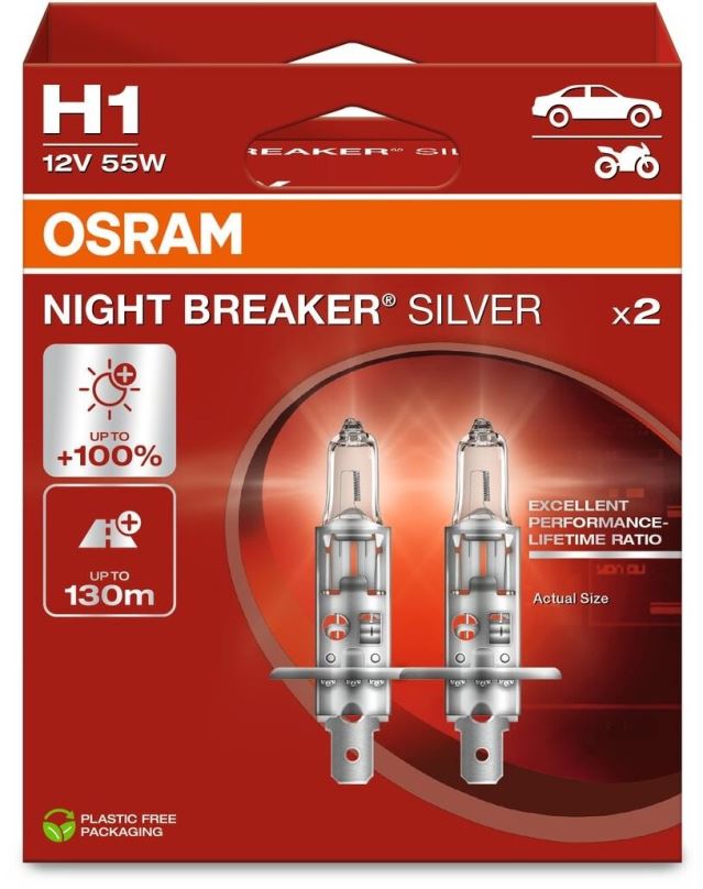 Autožárovka OSRAM H1 Night Breaker SILVER +100%, 2ks