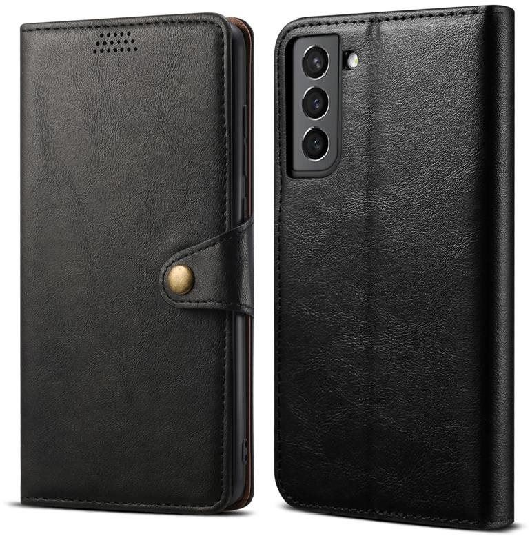 Pouzdro na mobil Lenuo Leather flipové pouzdro pro Samsung Galaxy S22 5G, černá