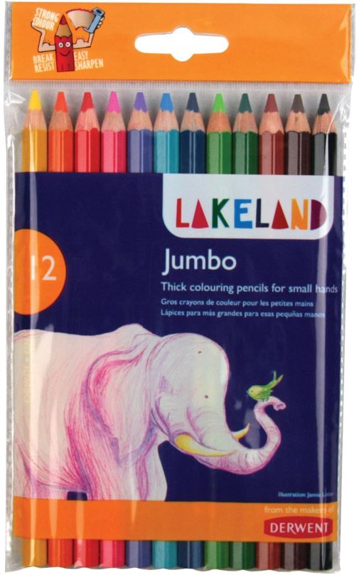 Pastelky DERWENT Lakeland Jumbo Colouring, šestihranné, 12 barev