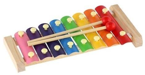 Xylofon pro děti Teddies Xylofon dřevo/kov 24 cm s paličkami