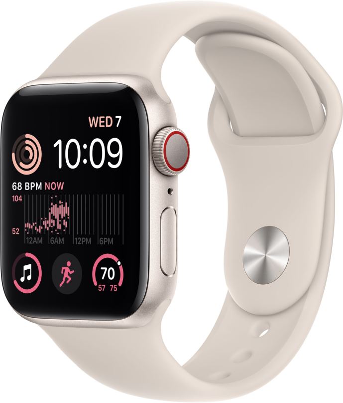 Chytré hodinky Apple Watch SE (2022) 40mm Cellular Hvězdně bílý hliník s hvězdně bílým sportovním řemínkem