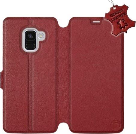 Kryt na mobil Flip pouzdro na mobil Samsung Galaxy A8 2018 - Tmavě červené - kožené -   Dark Red Leather