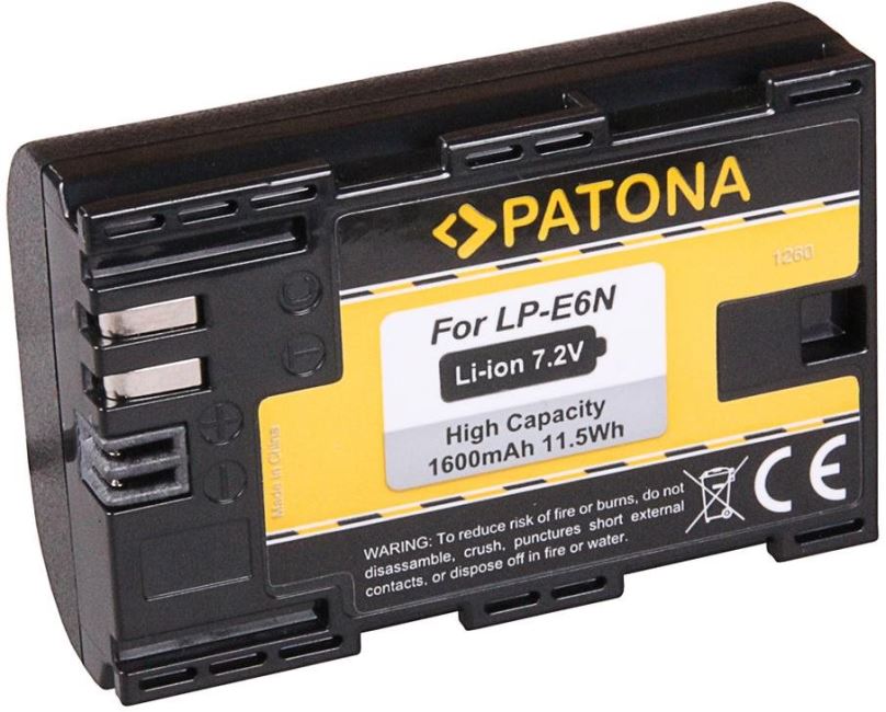 Baterie pro fotoaparát PATONA pro Canon LP-E6/LP-E6N 1600mAh Li-Ion 7,2V