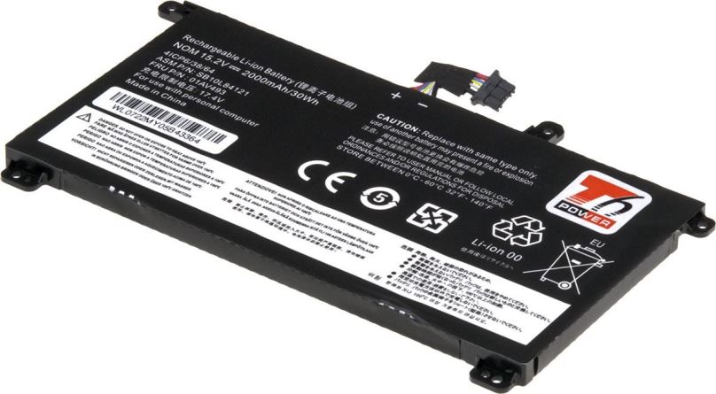 Baterie do notebooku T6 Power pro Lenovo ThinkPad T580 20L9, Li-Ion, 2000 mAh (30 Wh), 15,2 V