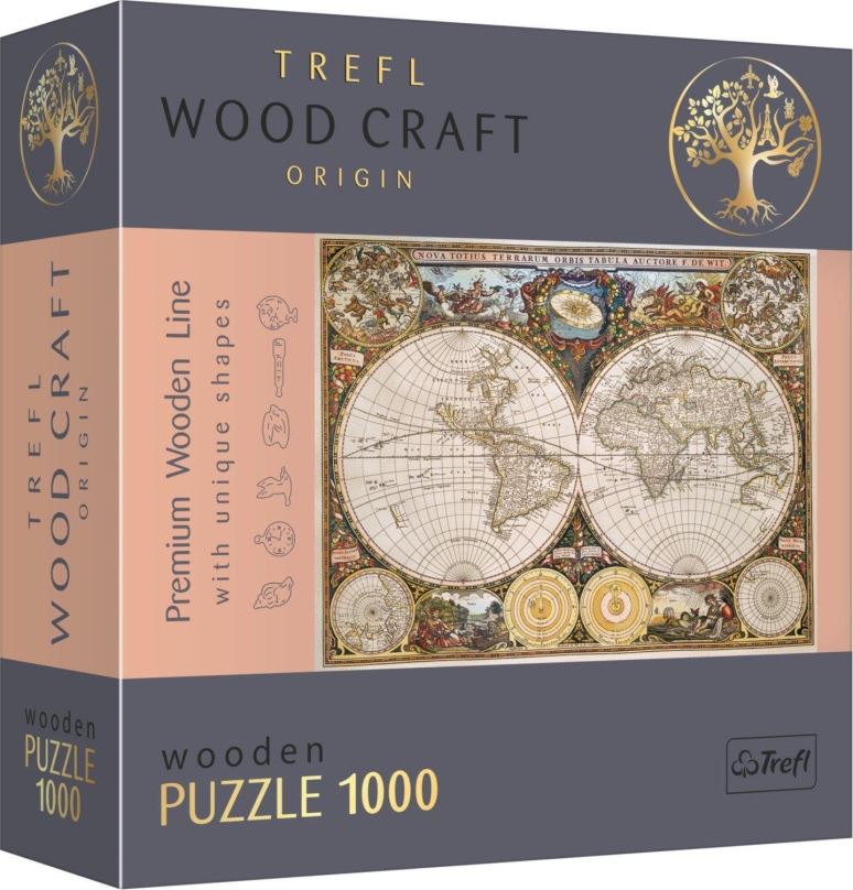 Puzzle Trefl Wood Craft Origin puzzle Antická mapa světa 1000 dílků
