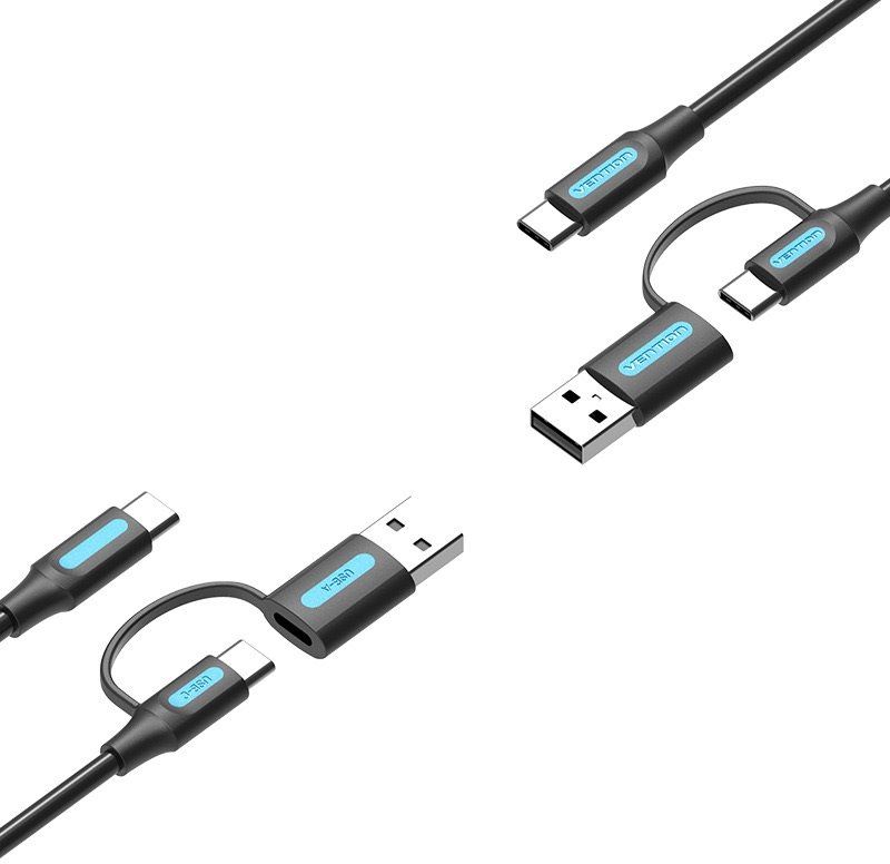 Datový kabel Vention USB-C & USB-A to USB-C Cable 0.5M Black PVC Type