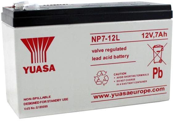 Baterie pro záložní zdroje YUASA 12V 7Ah bezúdržbová olověná baterie NP7-12L, faston 6,3 mm