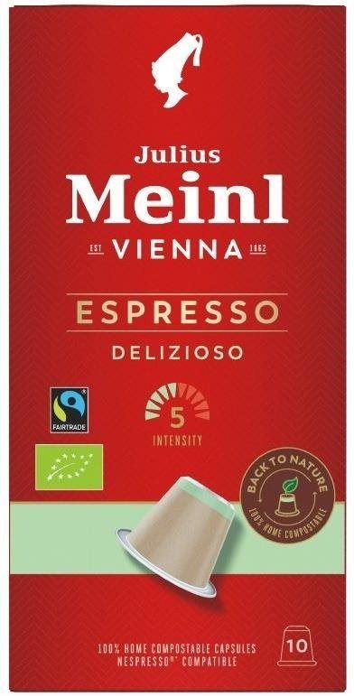 Kávové kapsle Julius Meinl Nespresso kompostovatelné kapsle Espresso Delizioso (10x 5.6 g / box)