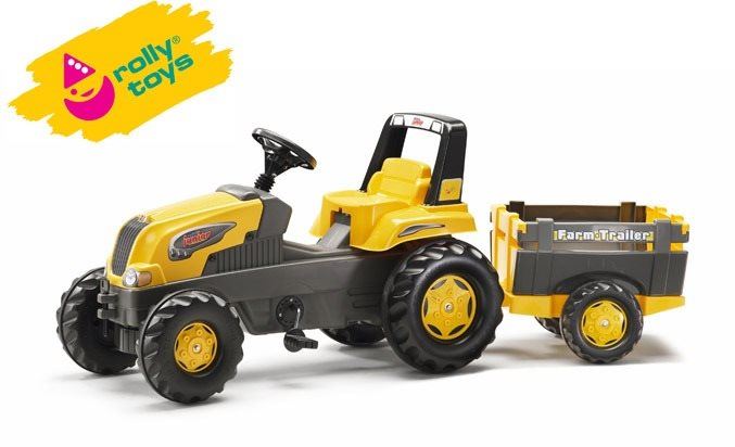 Šlapací traktor Rolly Toys Šlapací traktor Rolly Junior s Farm vlečkou žlutý
