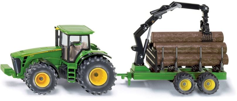 Kovový model Siku Farmer - Traktor John Deere s lesním přívěsem