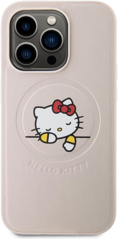 Kryt na mobil Hello Kitty PU Kitty Asleep Logo MagSafe Zadní Kryt pro iPhone 15 Pro Pink
