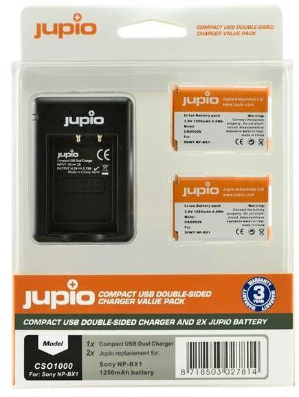 Baterie pro fotoaparát Jupio 2x NP-BX1 - 1250 mAh + nabíječka pro Sony