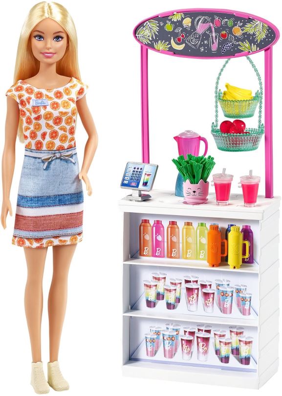 Mattel Barbie Smoothie stánek s panenkou, GRN75