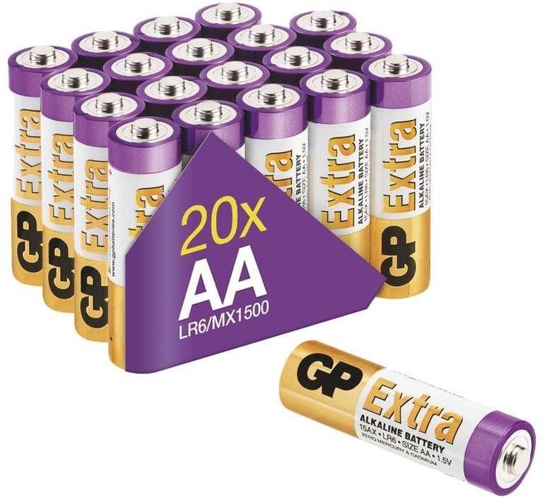 Jednorázová baterie GP Alkalická baterie GP Extra AA (LR6), 20 ks