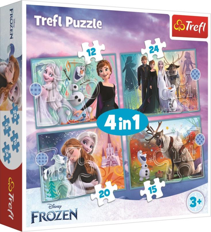 Puzzle Trefl Puzzle Ledové království: Úžasný svět 4v1 (12,15,20,24 dílků)