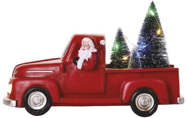 Vánoční osvětlení EMOS LED dekorace – Santa v autě s vánočními stromky, 10 cm, 3x AA, vnitřní, multicolor